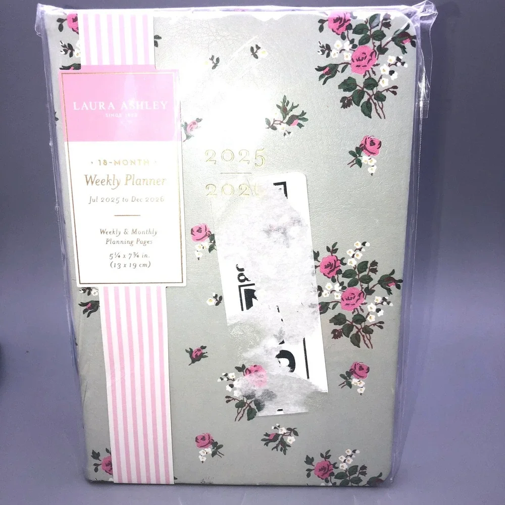 Laura Ashley 2025-2026 18-Month Weekly Monthly Planner Floral Sage Green Cottage